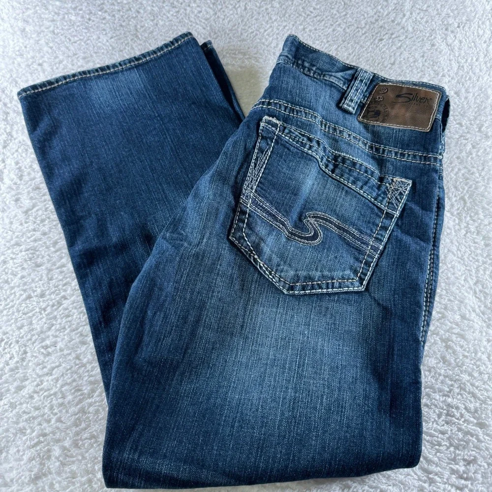 Silver Jeans Co Jeans Mens 36x30 Blue Wash Gordie Relaxed Straight Stretch Denim